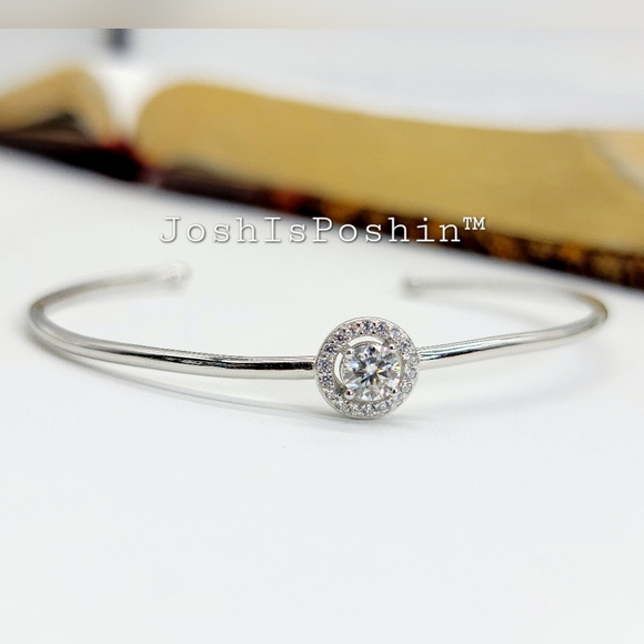1/2CT T.W. Moissanite adjustable slip on bracelet in sterling silver - Picture 4 of 11